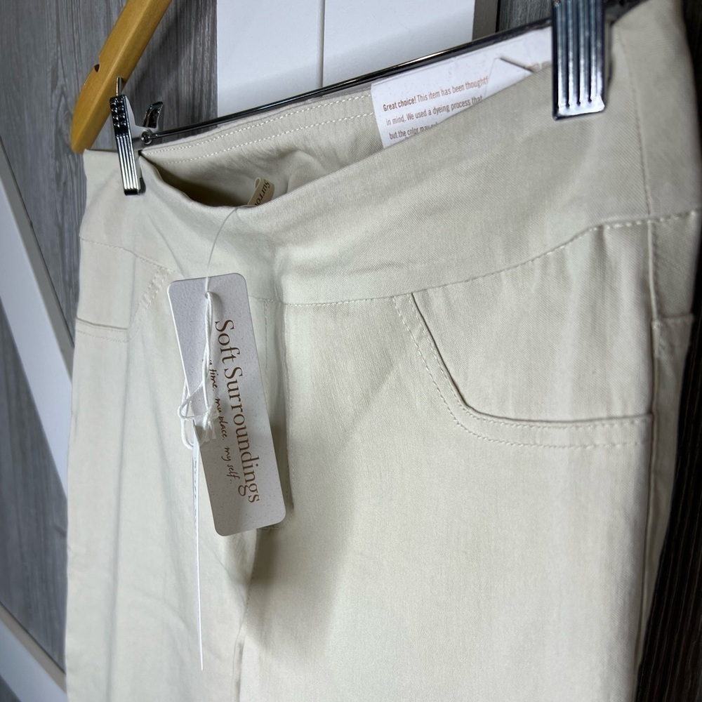 159. NWT Soft Surroundings Super Stretch Lattice Ankle Pants Salt Women’s S 6-8 - Picture 4 of 9